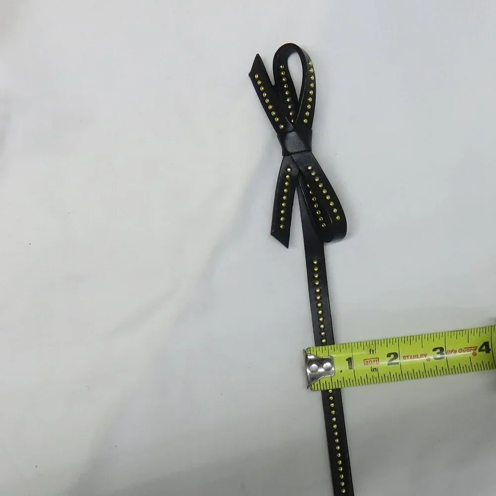 Women's Extra-Skinny Waist Belt with Bow and Gold Studs - Picture 8 of 11